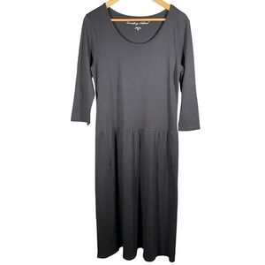 Territory Ahead Womens Size Large Dress Tiered Midi Drop Waist  Minimalist Black